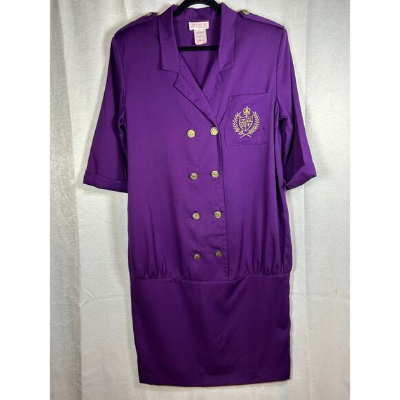 Mothercare maternity dress,  purple double breast three-quarter sleeves sz10 - Picture 1 of 13